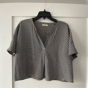 Madewell | Crop Top Tee | Black/White Stripe | L